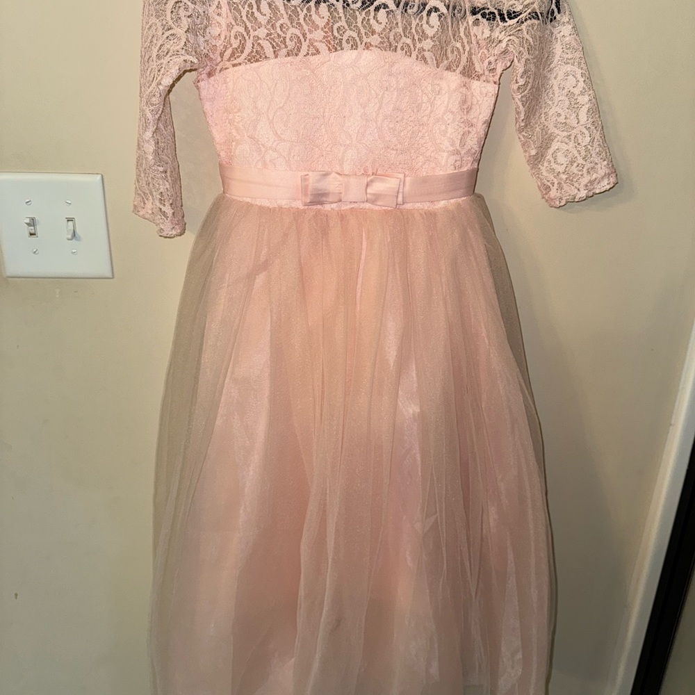 Elegant Pink Lace Kids Dress